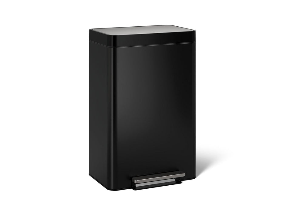 KOHLER K-20940 13-gallon stainless steel step trash can, black stainless