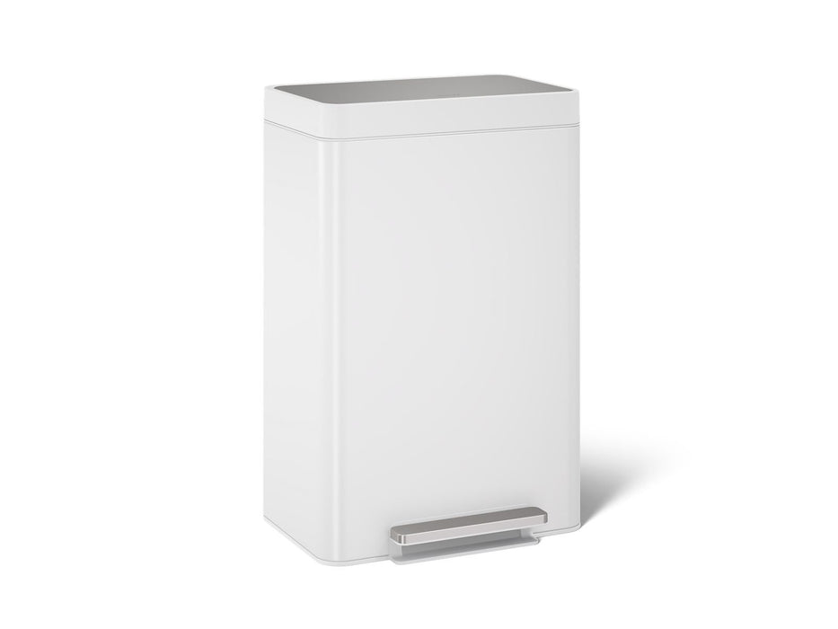 KOHLER K-20940 13-gallon stainless steel step trash can, stainless steel white