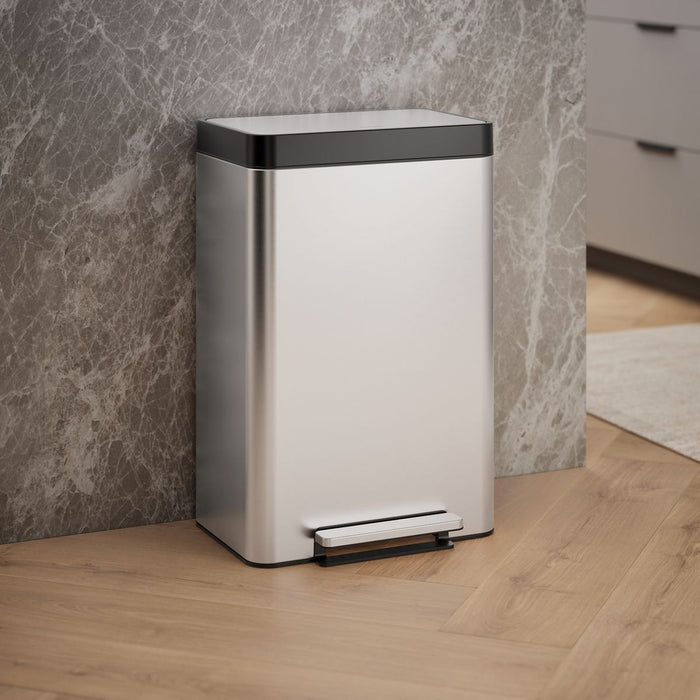 KOHLER K-20940 13-gallon stainless steel step trash can - view 2
