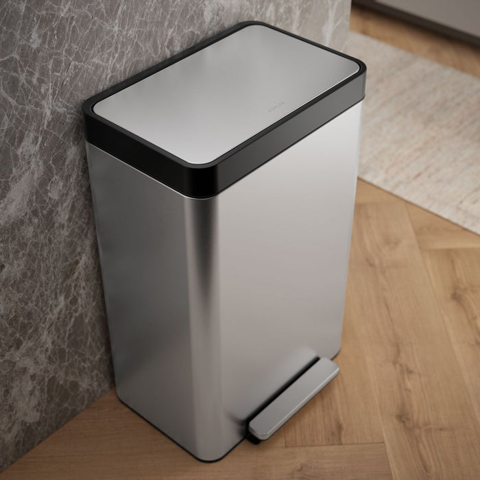 KOHLER K-20940 13-gallon stainless steel step trash can