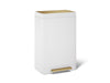 KOHLER K-20940 13-gallon stainless steel step trash can, white moderne brushed brass