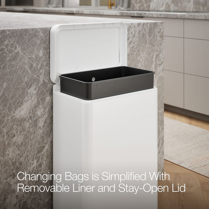 KOHLER K-20940 13-gallon stainless steel step trash can, white moderne brushed brass - view 5