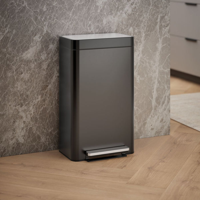 KOHLER K-20941 8-gallon loft stainless steel step trash can, black stainless - view 3