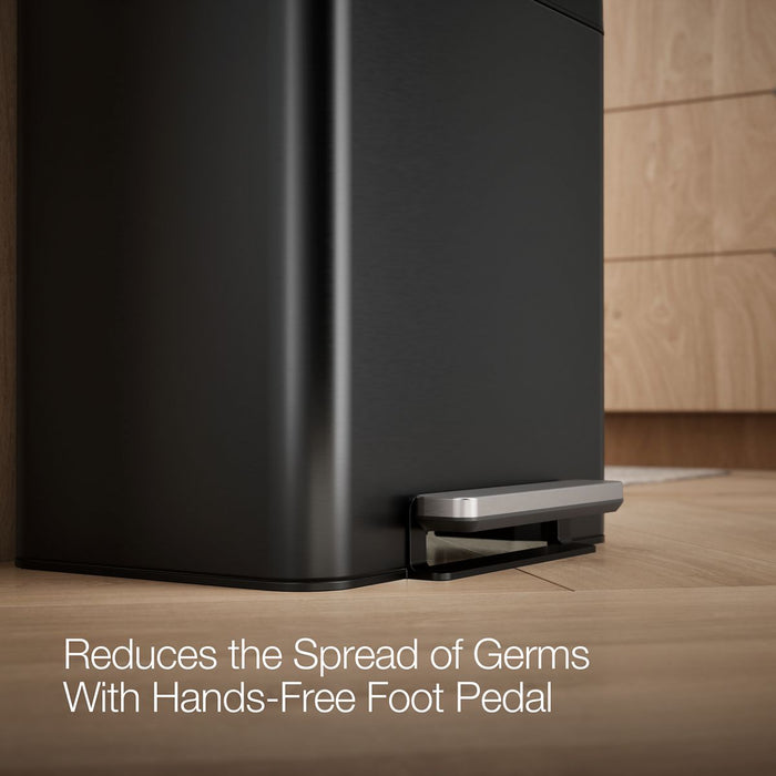 KOHLER K-20942 8-gallon stainless steel step trash can, black stainless - view 5