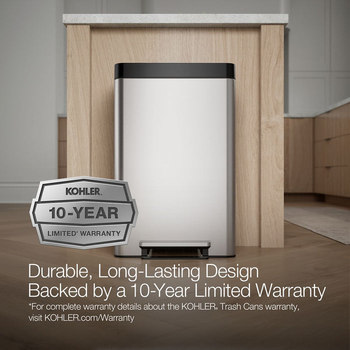 KOHLER K-20956 Dual-compartment step trash can, stainless steel - view 2