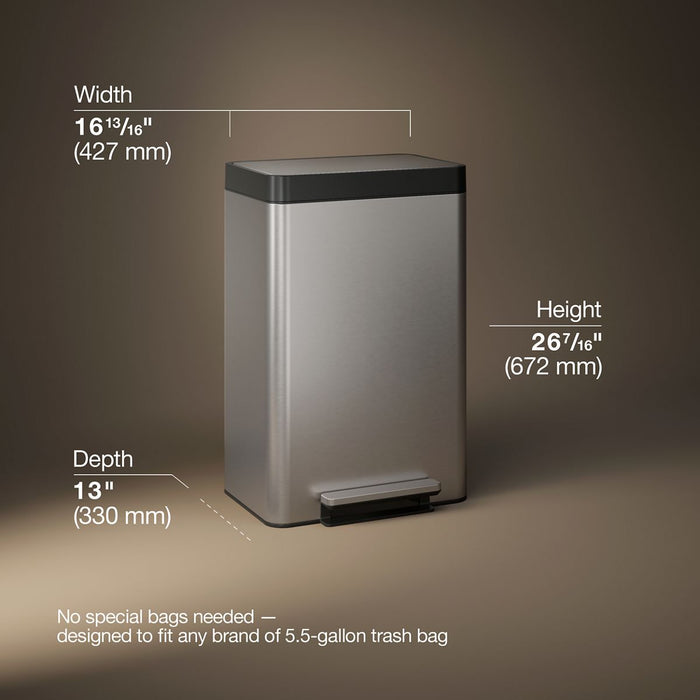 KOHLER K-20956 Dual-compartment step trash can, stainless steel - view 5