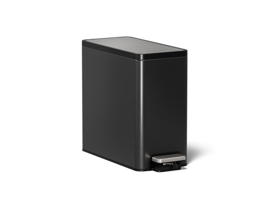KOHLER K-20957 2.5-gallon slim step trash can, black stainless