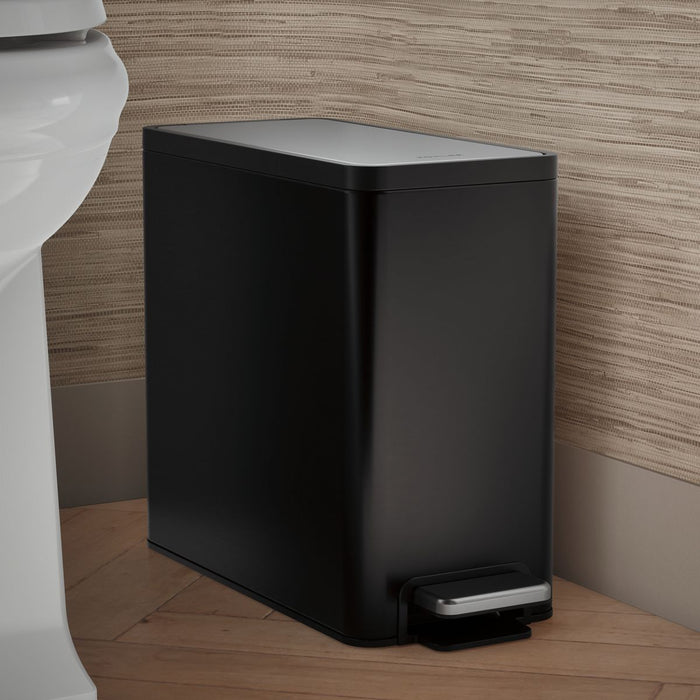 KOHLER K-20957 2.5-gallon slim step trash can, black stainless - view 2