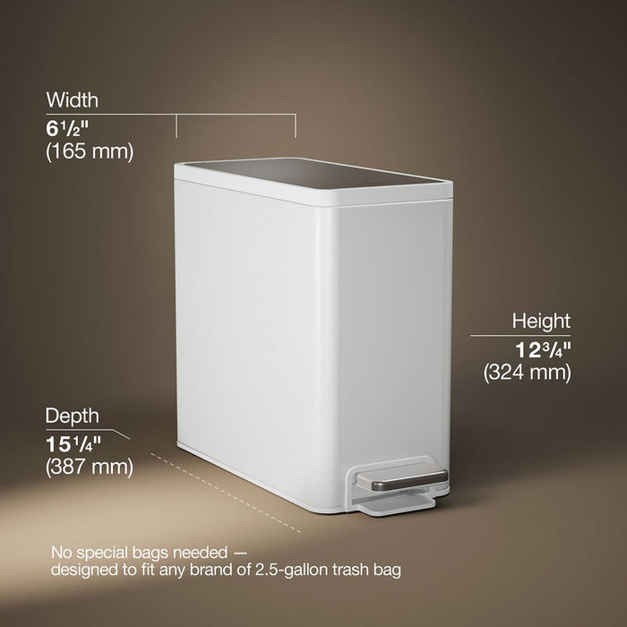 KOHLER K-20957 2.5-gallon slim step trash can, stainless steel white - view 4