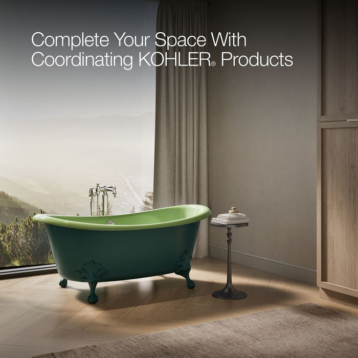 KOHLER K-21000-PAT Artifacts 66-1/8" x 32-1/2" freestanding bath, teal exterior with fresh green interior - view 4
