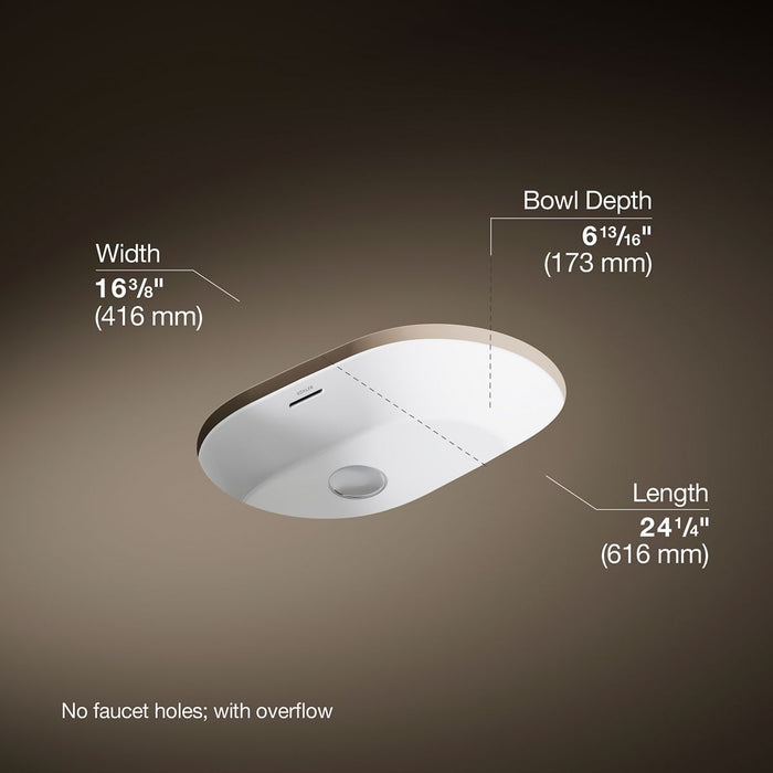 KOHLER K-21057-0 K-21057 Brazn 24-1/4" Oval Undermount Bathroom Sink, white - view 5