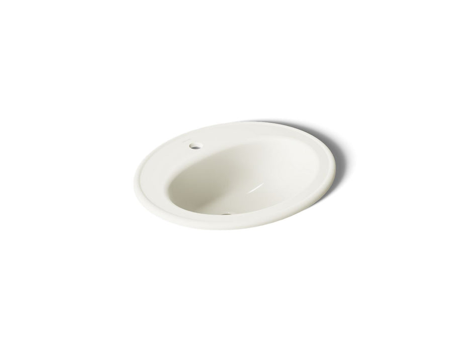 KOHLER K-2196-1 Pennington 20-1/4" Oval Drop-in Bathroom Sink, biscuit