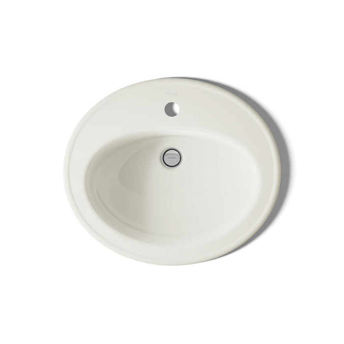 KOHLER K-2196-1 Pennington 20-1/4" Oval Drop-in Bathroom Sink, biscuit - view 3