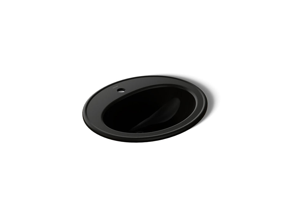 KOHLER K-2196-1 Pennington 20-1/4" Oval Drop-in Bathroom Sink, black black