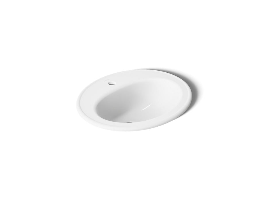 KOHLER K-2196-1 Pennington 20-1/4" Oval Drop-in Bathroom Sink, white