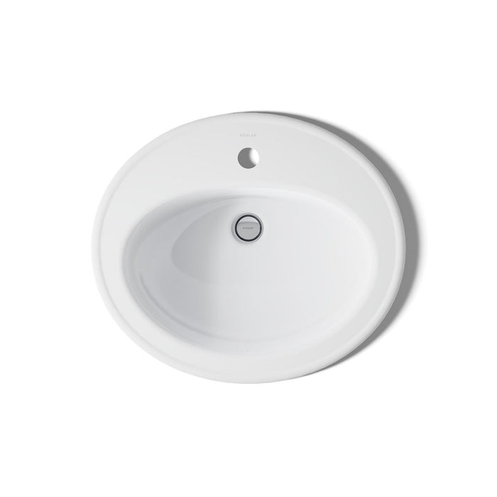 KOHLER K-2196-1 Pennington 20-1/4" Oval Drop-in Bathroom Sink, white - view 3