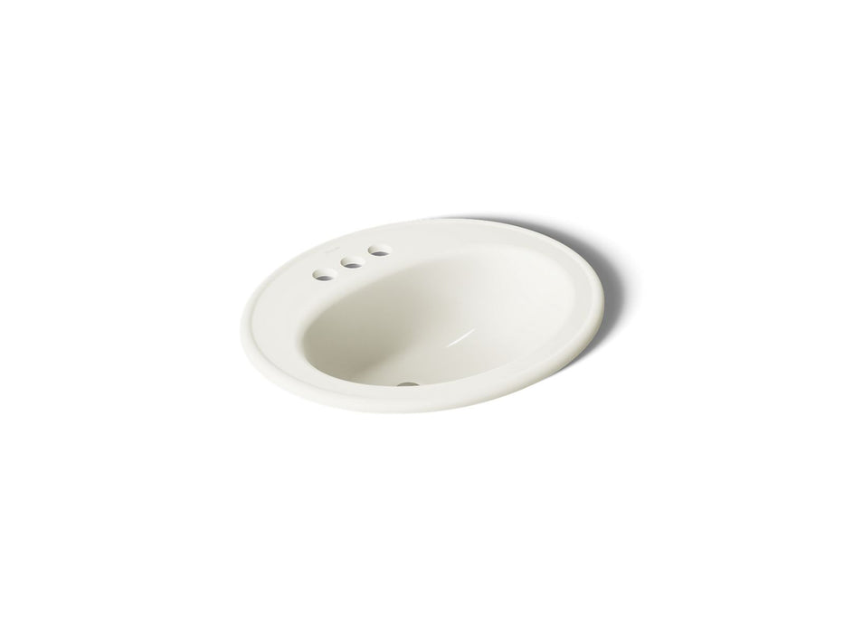 KOHLER K-2196-4 Pennington 20-1/4" Oval Drop-in Bathroom Sink, biscuit