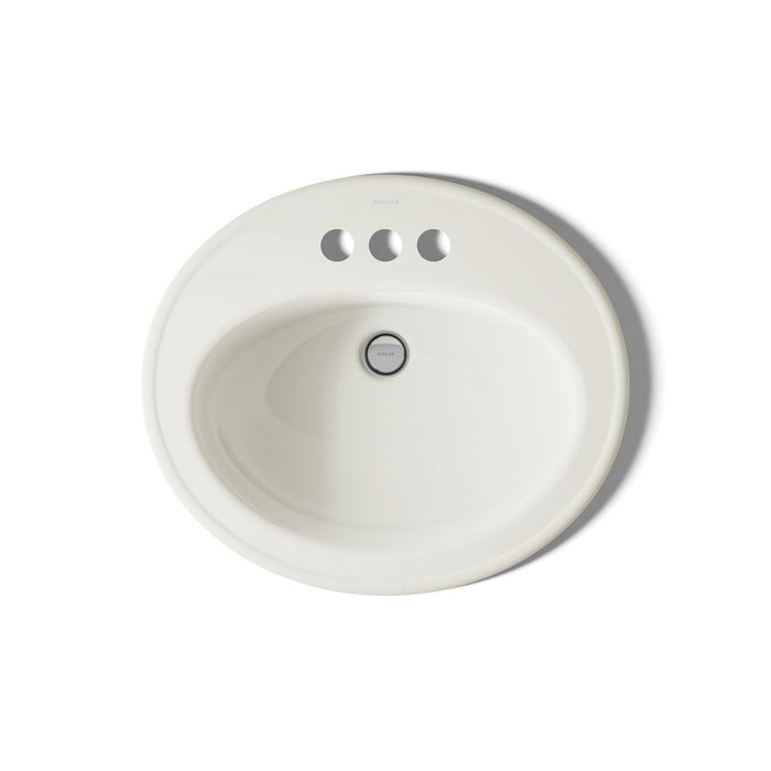 KOHLER K-2196-4 Pennington 20-1/4" Oval Drop-in Bathroom Sink, biscuit - view 3