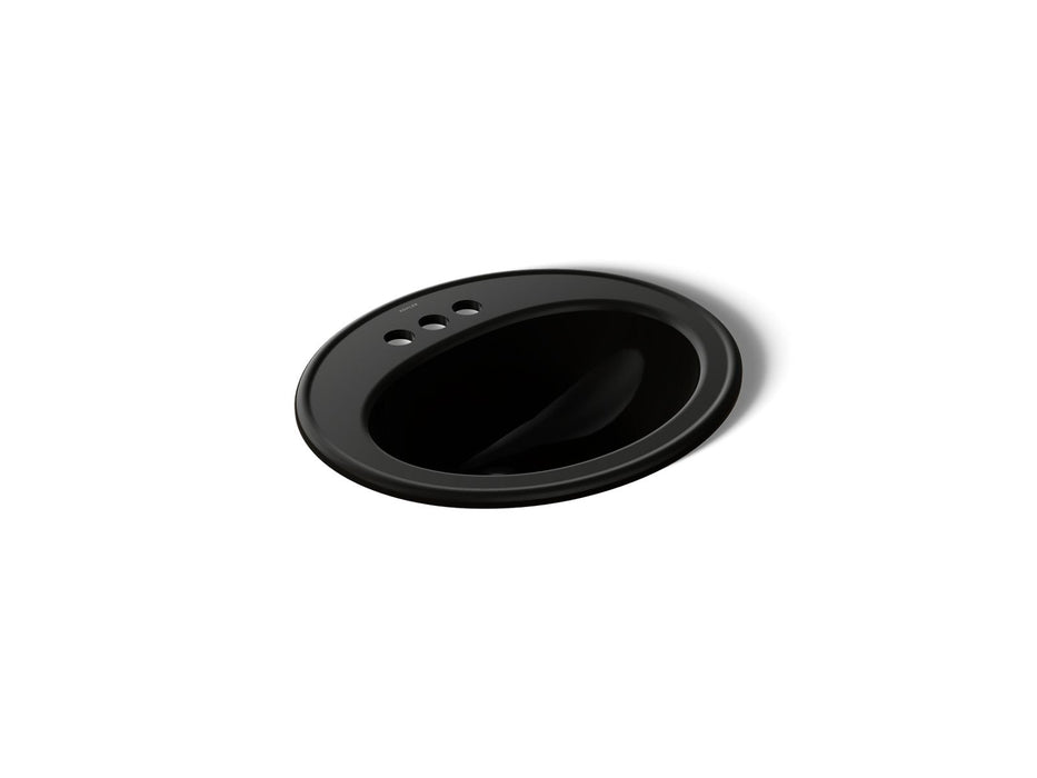 KOHLER K-2196-4 Pennington 20-1/4" Oval Drop-in Bathroom Sink, black black