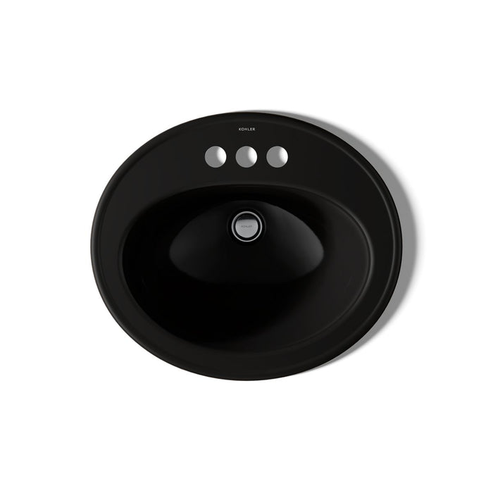 KOHLER K-2196-4 Pennington 20-1/4" Oval Drop-in Bathroom Sink, black black - view 3