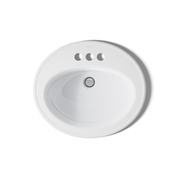 KOHLER K-2196-4 Pennington 20-1/4" Oval Drop-in Bathroom Sink, white - view 3