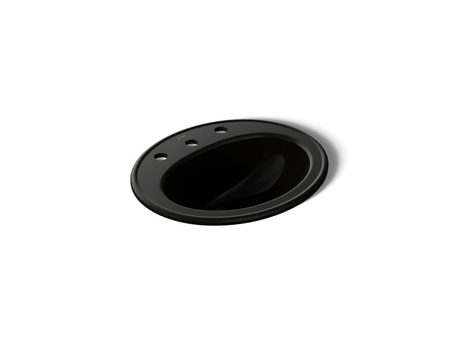 KOHLER K-2196-8 Pennington 20-1/4" Oval Drop-in Bathroom Sink, black black