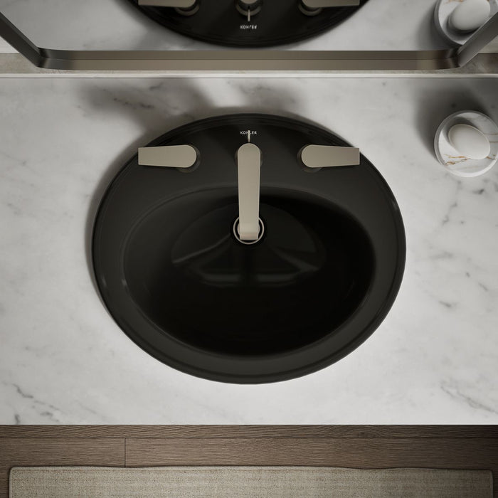 KOHLER K-2196-8 Pennington 20-1/4" Oval Drop-in Bathroom Sink, black black - view 4