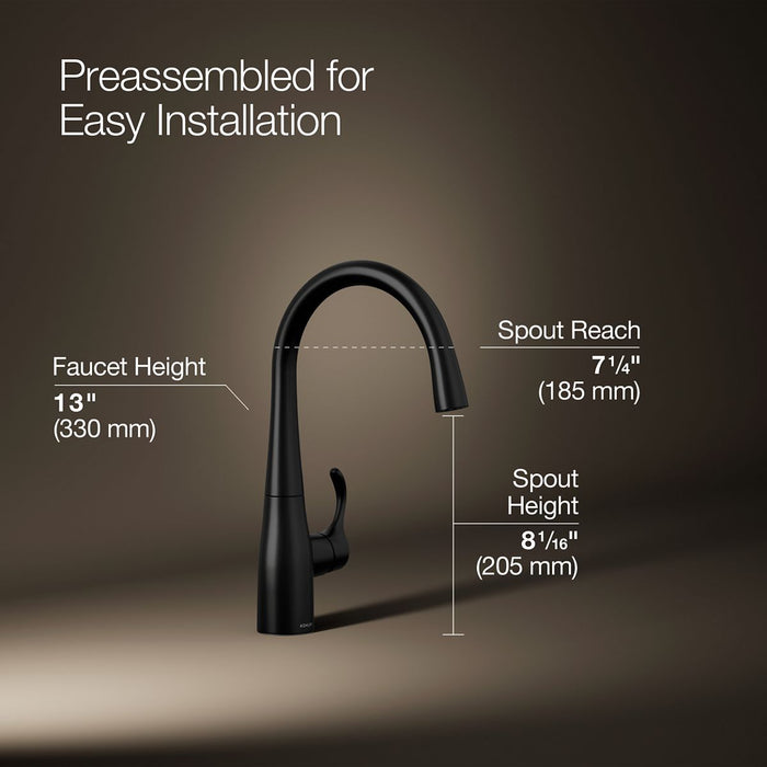 KOHLER K-22034 Simplice Single-handle bar sink faucet, matte black - view 5