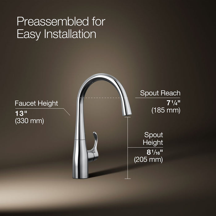 KOHLER K-22034 Simplice Single-handle bar sink faucet, polished chrome - view 5