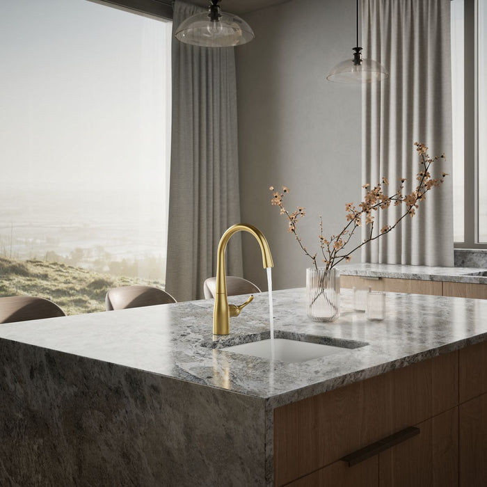 KOHLER K-22034 Simplice Single-handle bar sink faucet, vibrant brushed moderne brass - view 2