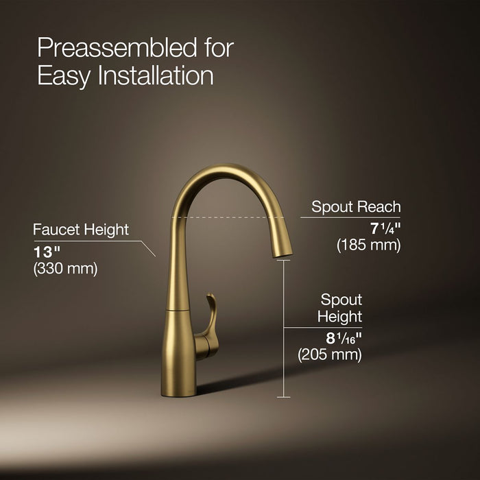 KOHLER K-22034 Simplice Single-handle bar sink faucet, vibrant brushed moderne brass - view 5