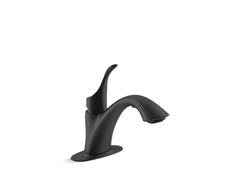 KOHLER K-22035 Simplice Pull-out laundry sink faucet with two-function sprayhead, matte black