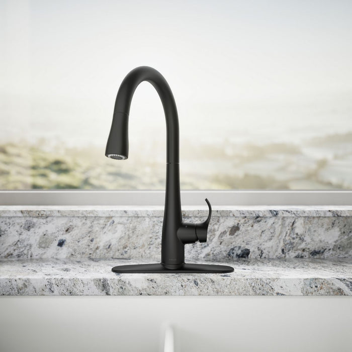 KOHLER K-22036 Simplice Touchless pull-down kitchen sink faucet with three-function sprayhead, matte black - view 4