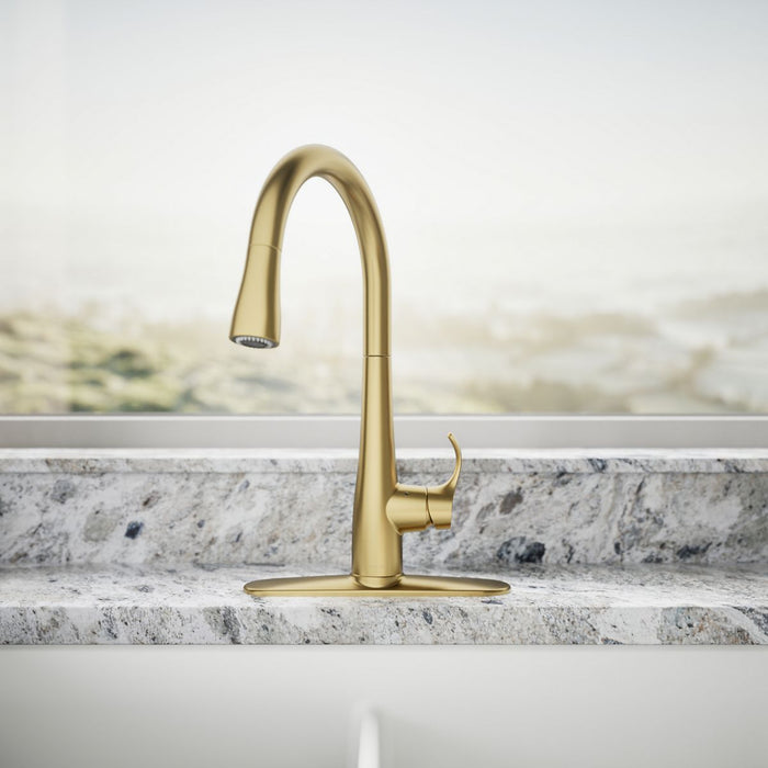 KOHLER K-22036 Simplice Touchless pull-down kitchen sink faucet with three-function sprayhead, vibrant brushed moderne...