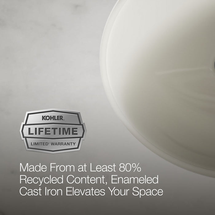 KOHLER K-2205 Caxton 19-1/4" oval undermount bathroom sink, no overflow, biscuit - view 2