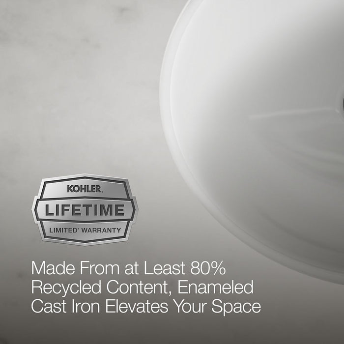 KOHLER K-2205-G Caxton 19-1/4" oval undermount bathroom sink with glazed underside, no overflow, white - view 2
