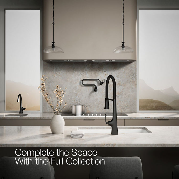 KOHLER K-22060 Graze Semi-professional kitchen sink faucet with three-function sprayhead, matte black - view 2