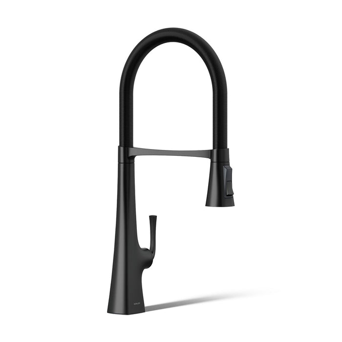 KOHLER K-22060 Graze Semi-professional kitchen sink faucet with three-function sprayhead, matte black - view 5