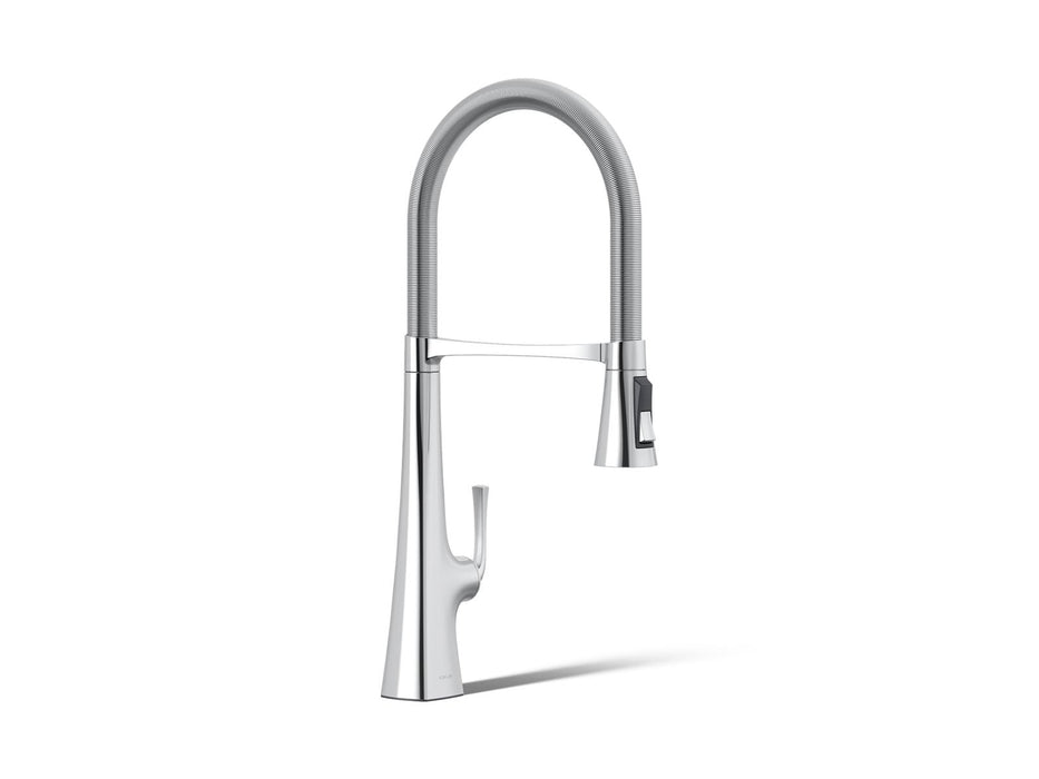 KOHLER K-22060 Graze Semi-professional kitchen sink faucet with three-function sprayhead, polished chrome