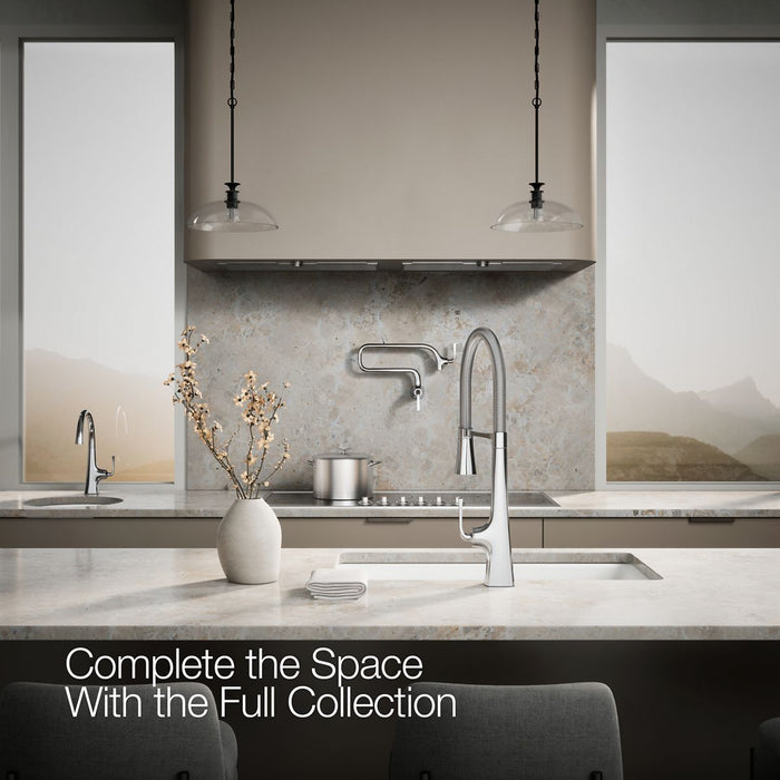 KOHLER K-22060 Graze Semi-professional kitchen sink faucet with three-function sprayhead, polished chrome - view 2