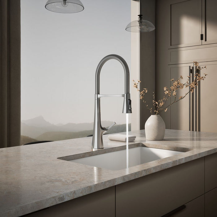 KOHLER K-22060 Graze Semi-professional kitchen sink faucet with three-function sprayhead, polished chrome - view 3