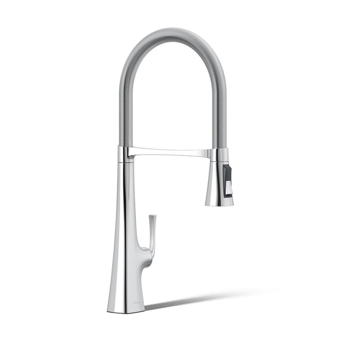 KOHLER K-22060 Graze Semi-professional kitchen sink faucet with three-function sprayhead, polished chrome - view 4