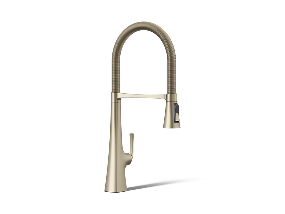 KOHLER K-22060 Graze Semi-professional kitchen sink faucet with three-function sprayhead, vibrant brushed bronze
