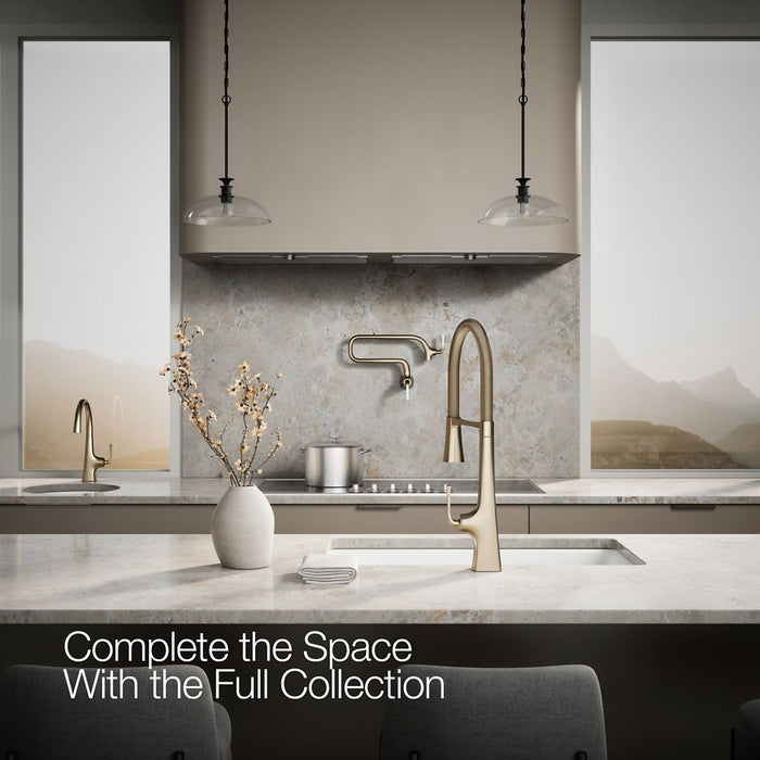 KOHLER K-22060 Graze Semi-professional kitchen sink faucet with three-function sprayhead, vibrant brushed bronze - view 2