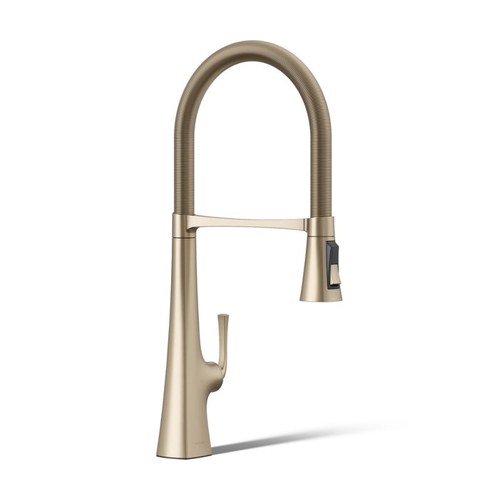 KOHLER K-22060 Graze Semi-professional kitchen sink faucet with three-function sprayhead, vibrant brushed bronze - view 3