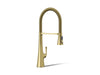KOHLER K-22060 Graze Semi-professional kitchen sink faucet with three-function sprayhead, vibrant brushed moderne brass