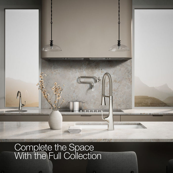 KOHLER K-22060 Graze Semi-professional kitchen sink faucet with three-function sprayhead, vibrant polished nickel - view 2