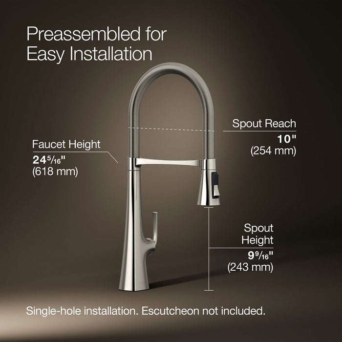 KOHLER K-22060 Graze Semi-professional kitchen sink faucet with three-function sprayhead