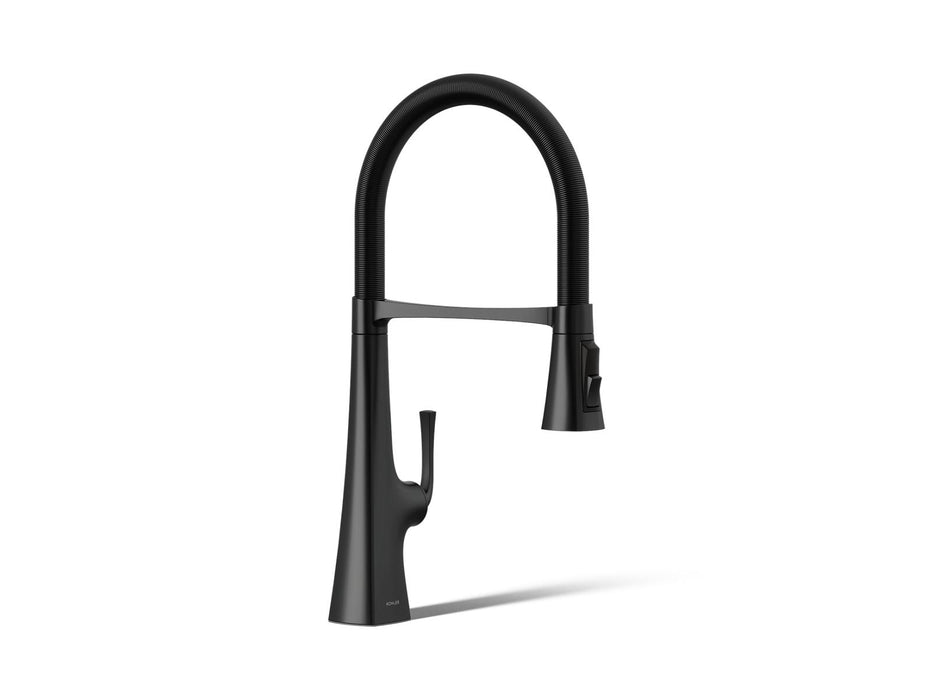 KOHLER K-22061 Graze Semi-professional kitchen sink faucet with three-function sprayhead, matte black
