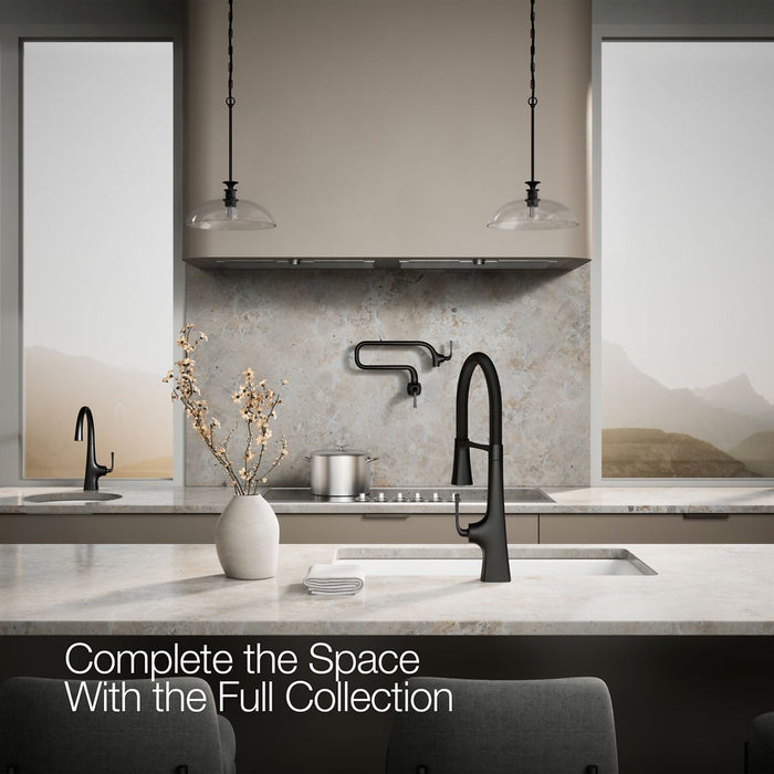 KOHLER K-22061 Graze Semi-professional kitchen sink faucet with three-function sprayhead, matte black - view 2